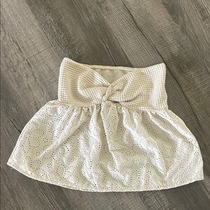 Cream Textured Shirt with Bow Detail